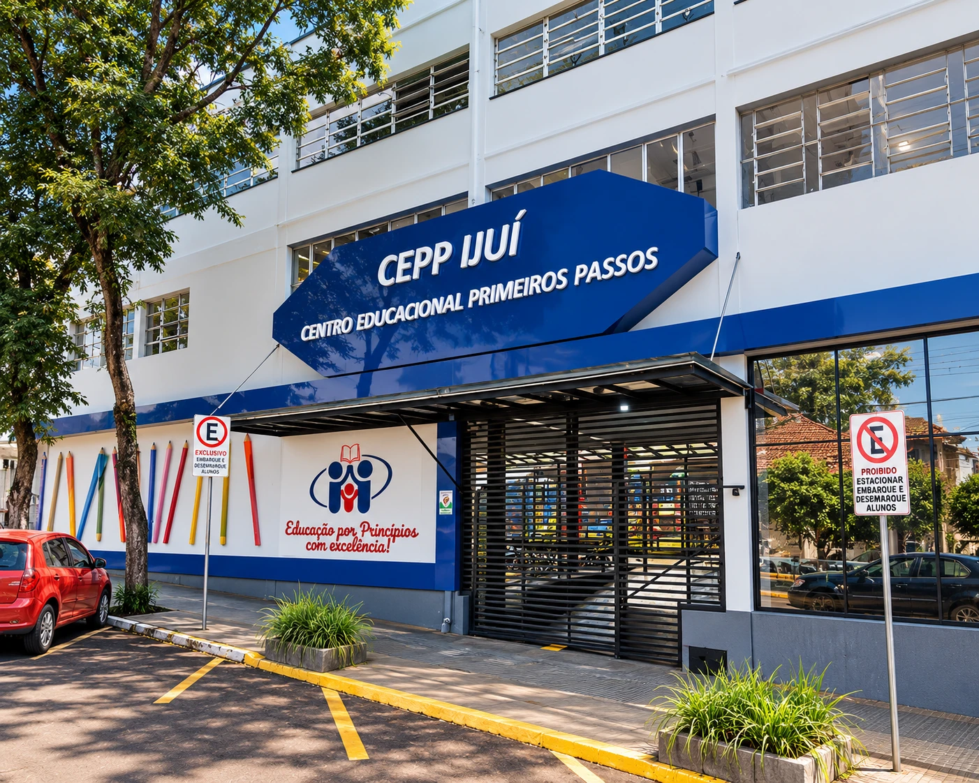 Fachada e entrada do CEPP Ijuí